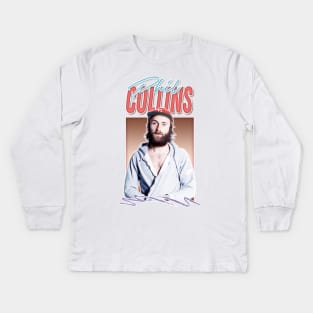 Phil Collins / Vintage Style Aesthetic Fan Art Design Kids Long Sleeve T-Shirt